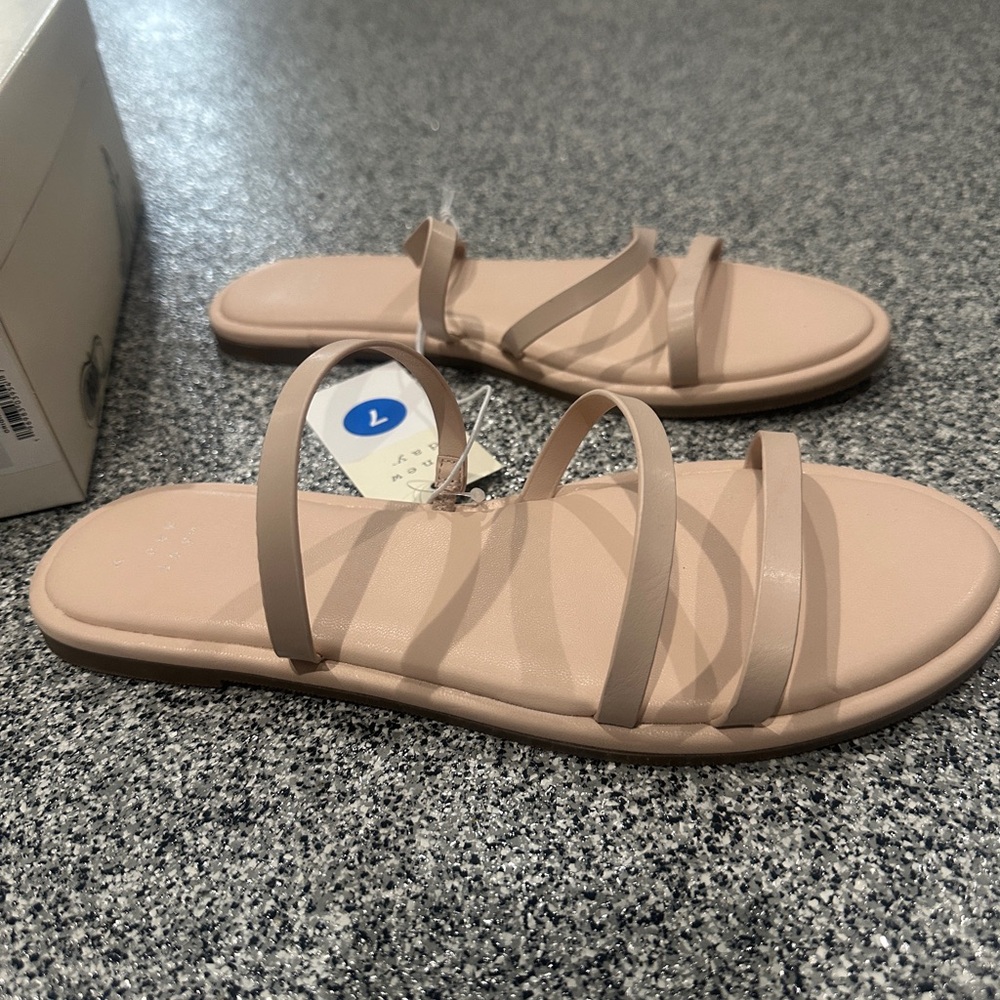 a new day Cream Strappy Sandals Minimalist Design